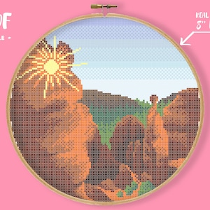 Bryce Canyon National Park Kreuzstichvorlage, Natur Kreuzstichvorlage, Landschaft, Berg Utah Wüste Southwest Xstitch