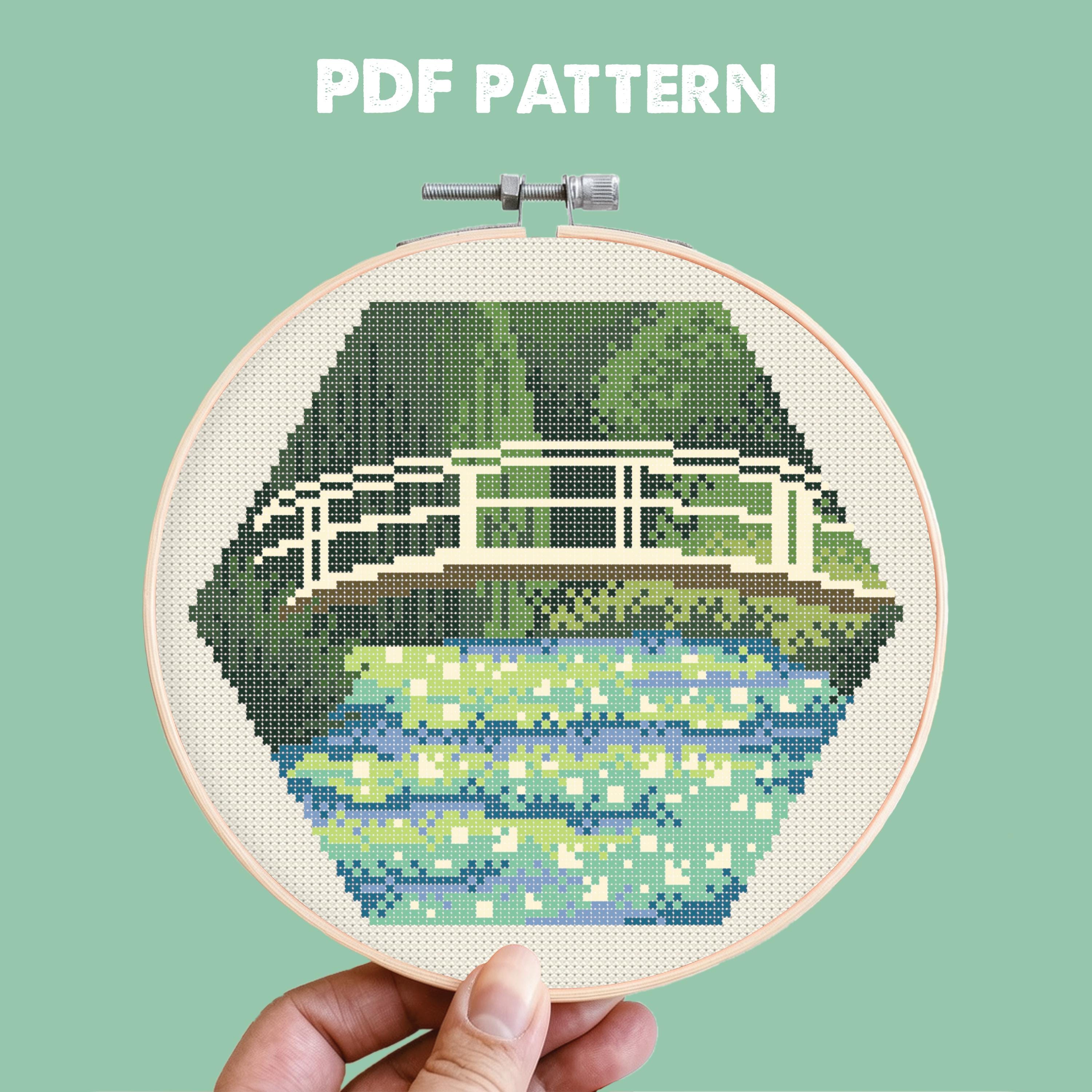 ヘックスアート モネの睡蓮の池 クロスステッチパターン、ミニ傑作刺繍