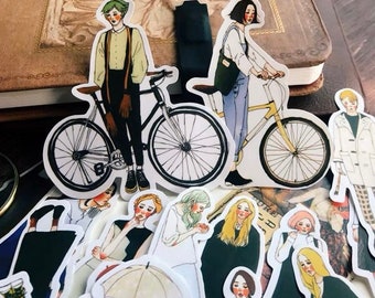 Fashion Girl Stickers, La Dolce Vita Style, Scrapbooking, Journal (25 Pcs)
