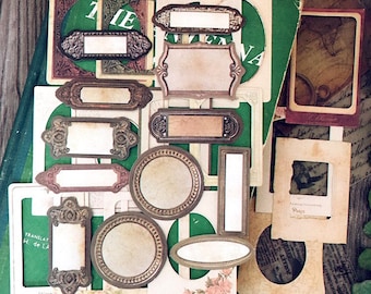 Juego de marcos de fotos vintage, papel decorativo, suministros para diarios creativos.