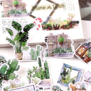 28 autocollants pour plantes, lot d'autocollants pour plantes d'intérieur, fournitures créatives, fournitures pour agenda, autocollants éphémères, journal indésirable, autocollant en vinyle