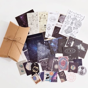 30Pcs Vintage Journaling Kit,Astrology Sticker,Scrapbook Paper,Collage Paper,Galaxy,Space,Universe,Journal Supplies