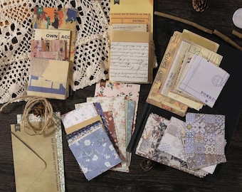 60Pcs Vintage Mini Papel de Desecho,Papel Decorativo,Papel Efímero Vintage,Papel de Fondo,Floral,Carta,Pintura de Arte,Suministros de Diario