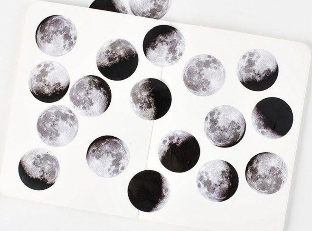 Paper Sticker Moon Moon Phase Stickers, Galaxy Scrapbook, Craft Decals (45pcs) - Etsy