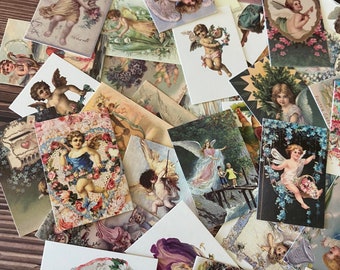 50Pcs Vintage Mini Card,Angels Mini Card,Craft Supplies,Planner Supplies,Ephemera,Scrapbook, Junk Journal,Small Printed Card