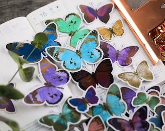 48Pcs Vintage Butterfly Stickers,Craft Supplies, Planner Supplies, Ephemera Stickers Pack,Scrapbook, Junk Journal, Vinyl Sticker