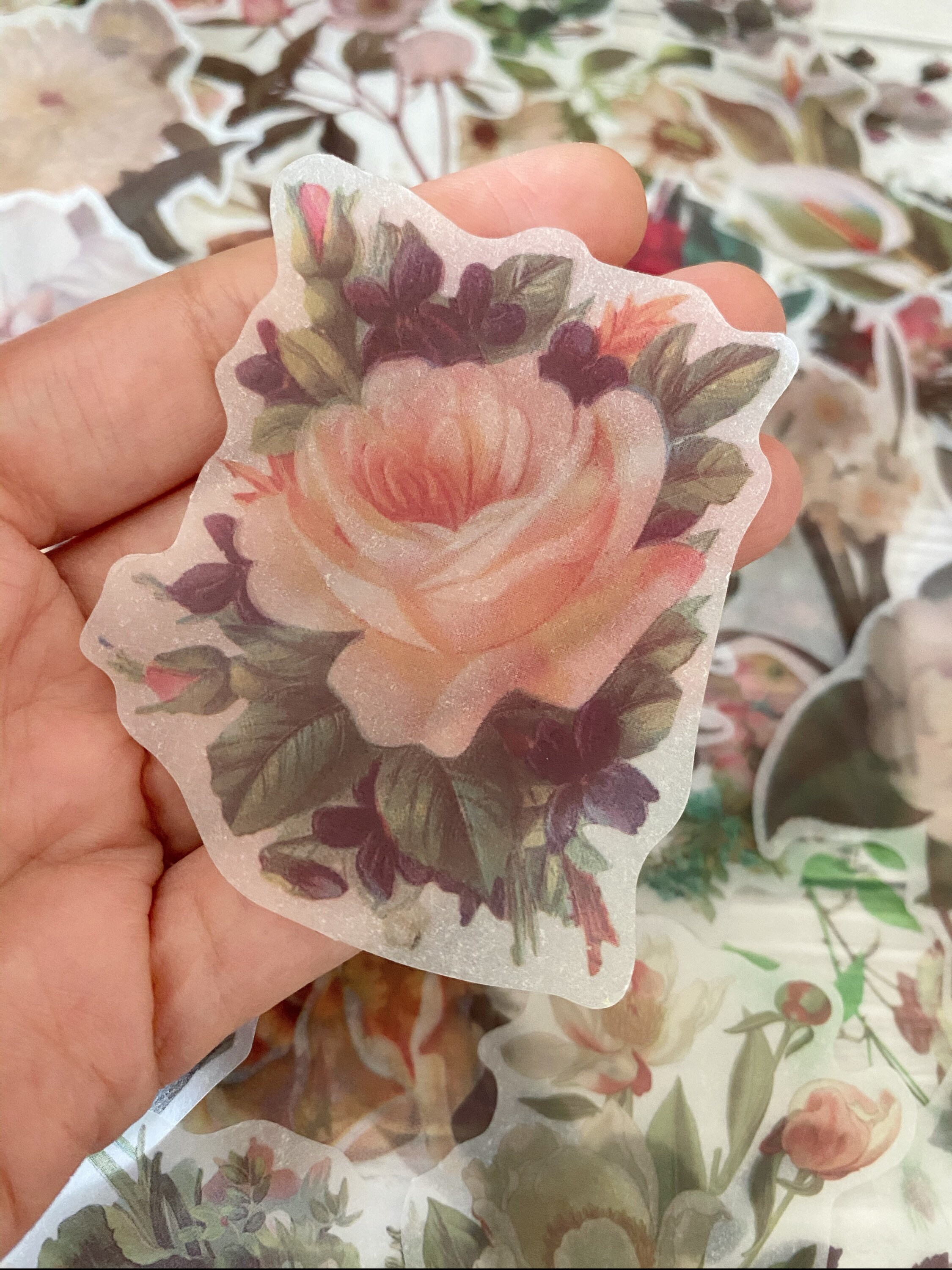55Pcs Vintage White Flower StickerLarge Size Floral Sticker Etsy