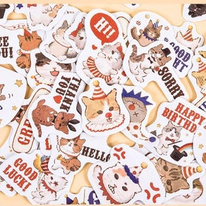 46 autocollants pour chats, coffret d'autocollants pour chats de cirque, autocollants pour animaux, cahier de décoration, agenda, journal indésirable