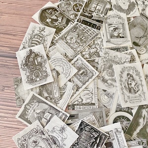 50 mini-cartes vintage de Paris, mini-cartes de Paris noir et blanc, fournitures de loisirs créatifs, fournitures d'agenda, documents éphémères, scrapbooking, journal indésirable, petite carte imprimée