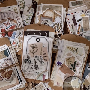 Ensemble mixte de 30 pièces, papier éphémère, autocollant pour scrapbooking, vintage, voyage, forêt, floral, lune, décoratif, fournitures de journal