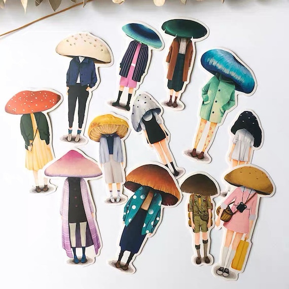 Mushroom Paper Sticker Vintage Scrapbook Stickers Decorative Stationery  Decals