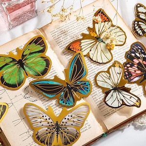10 autocollants papillon extra-larges, autocollant papillon en feuille d'or, décoratifs pour éphémères, papeterie de scrapbooking pour journal indésirable