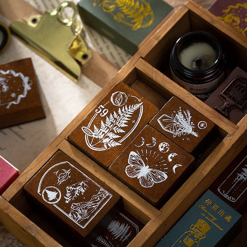 Rustic Stamps Vintage Floral Wooden Stamps,forest Themed Wooden Rubber Stamps ...