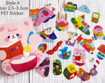 40Pcs Adorable Bear Sticker,Cartoon Sticker,Mini Bear Sticker,Die Cut Sticker,Waterproof Sticker,Decorative for Journaling,Stationery