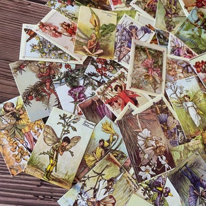 50 pcs mini-cartes vintage, mini-cartes fée des fleurs, fournitures pour travaux manuels, fournitures pour agenda, documents éphémères, scrapbooking, journal indésirable, petite carte imprimée