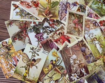 50Pcs Vintage Mini Card,Flower Fairy Mini Card,Craft Supplies,Planner Supplies,Ephemera,Scrapbook, Junk Journal,Small Printed Card