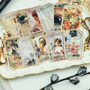 80 cartes de collage vintage, carte de billets vintage, coffret de papier éphémère, papier de scrapbooking, décoration, fournitures de journal, papier texturé