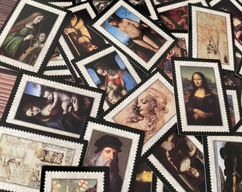 50Pcs Vintage Mini Card,Da Vinci Mini Card,Craft Supplies,Planner Supplies,Ephemera,Scrapbook, Junk Journal,Small Printed Card