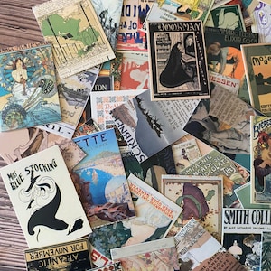 50 mini-cartes vintage, mini-cartes Victoria, fournitures pour travaux manuels, fournitures pour agenda, documents éphémères, scrapbooking, journal indésirable, petite carte imprimée