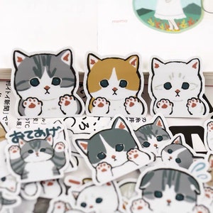 39Pcs Cat Sticker, Cute Kitty Sticker,Ephemera Stickers Pack,Die-cut Sticker,Decorative Sticker,Scrapbook,Vinyl Paper,Hand Up
