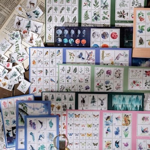 Stamp Sticker, Série philatélique Nature, Fleur, Papillon, Baleine, Cerf, Lune, Fruit, Sticker décoratif, Éphémère, Bullet Journal