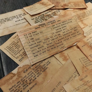 16 pcs papier recette vintage tache de café, papier teint par café, papier teint à la main, papier de collage, papier décoratif, fournitures de journal