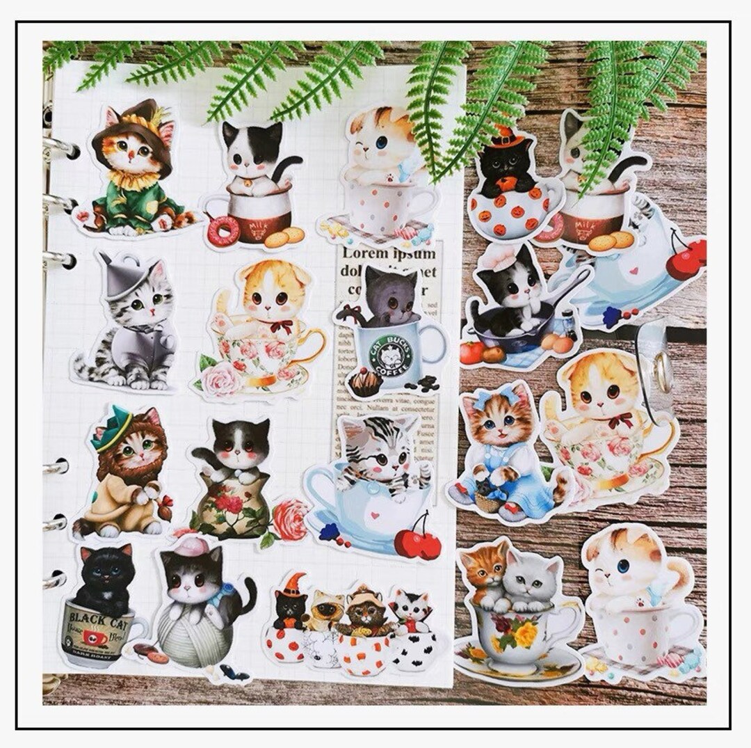 Kawaii Kitty Vinyl Stickers, Cat Die Cut Decals (20 Pcs) - Etsy
