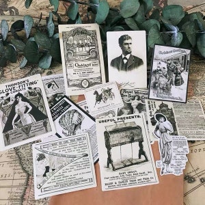 14Pcs vintage Retro Poster Sticker Pack,Journal,Magazine,Leaflets,Ephemera,vintage Journal