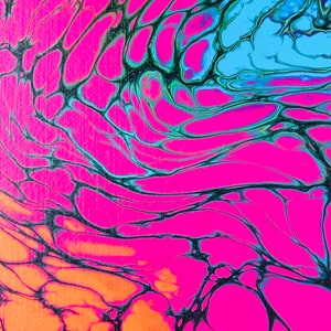 MATTE FINISH Acrylic Art 10&quot; x 20&quot; Original, Acrylic fluid Pour Painting on Canvas by Poured Soul Art | Paint Pouring Psychedelic Art Trippy