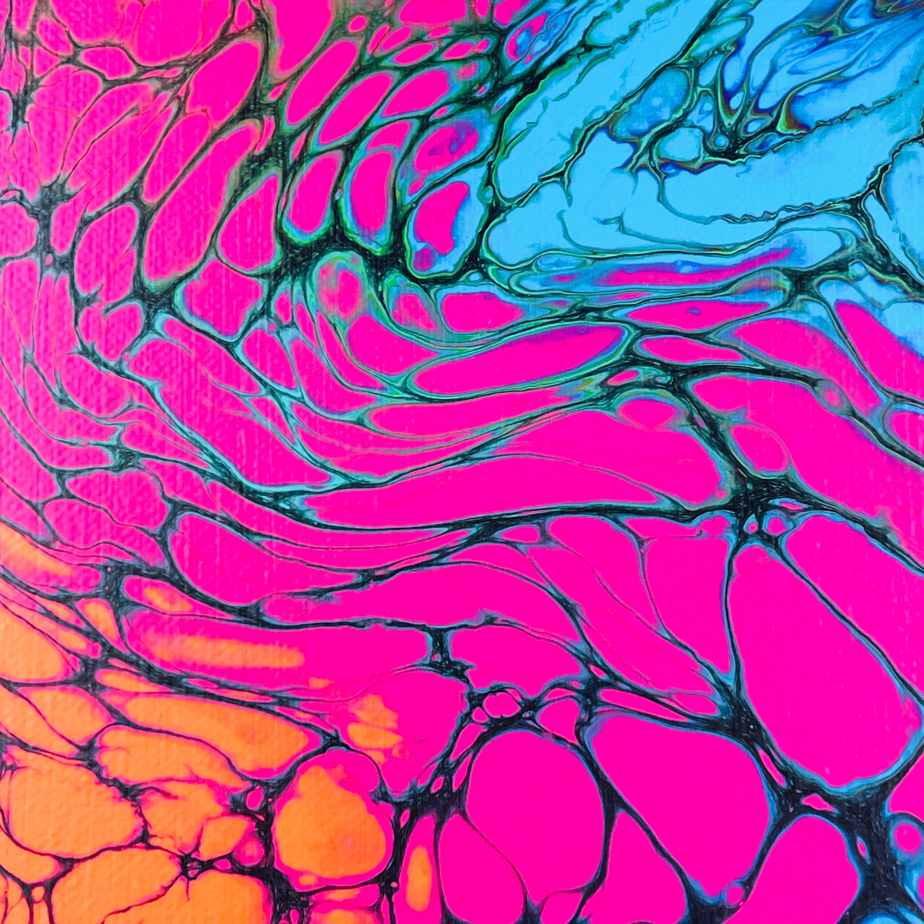 MATTE FINISH Acrylic Art 10" x 20" Original, Acrylic fluid Pour Painting on Canvas by Poured Soul Art | Paint Pouring Psychedelic Art Trippy