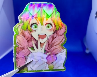 demon slayer holographic sticker Mitsuri laptop sticker