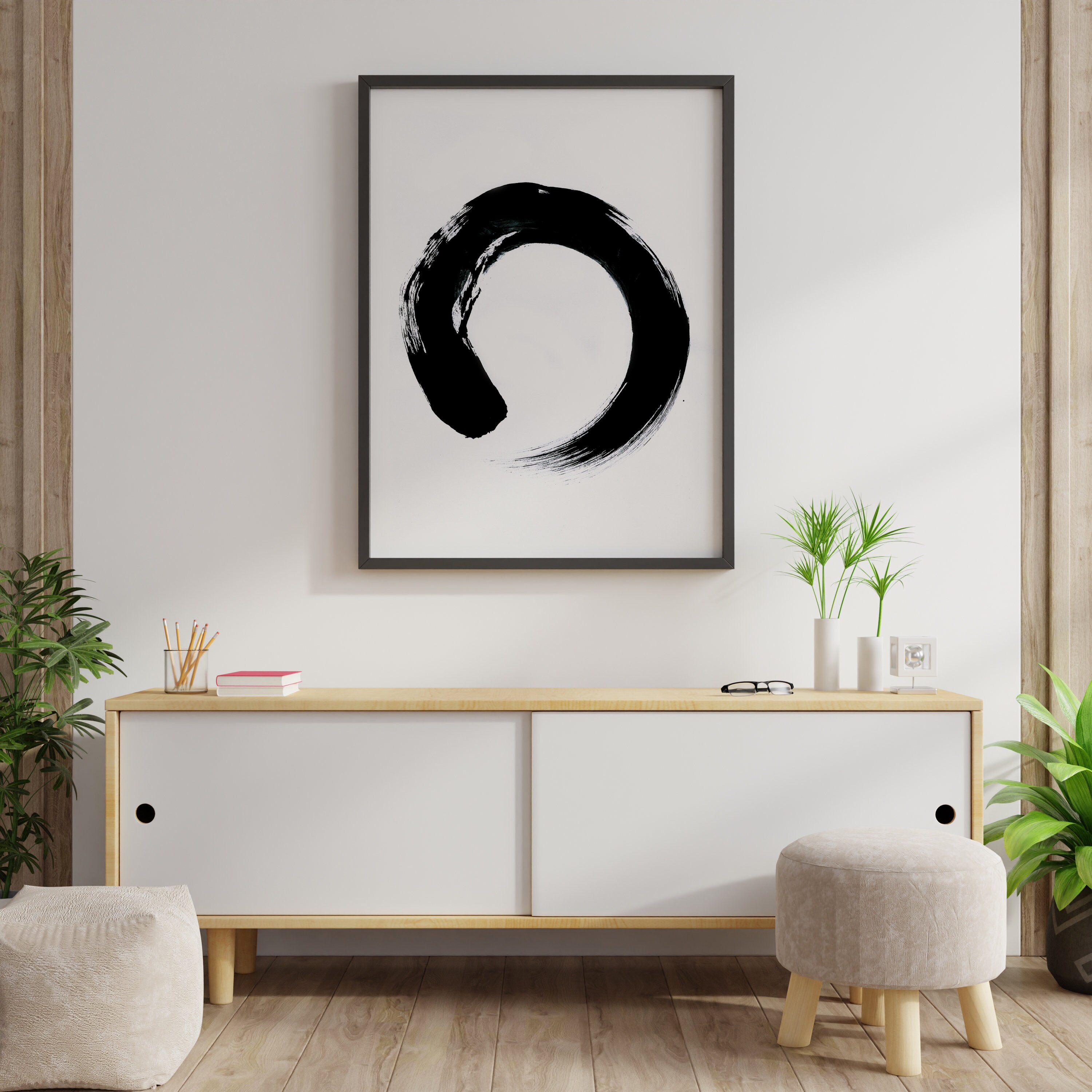 Zen Circle Printable wall art Japanese poster Calligraphy | Etsy