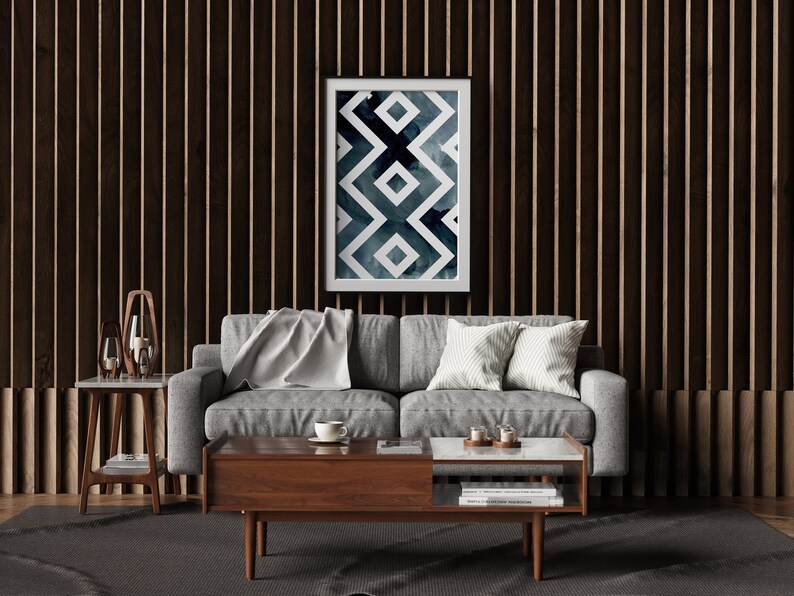 Navy blue bedroom wall art geometric / minimalist wall art / | Etsy