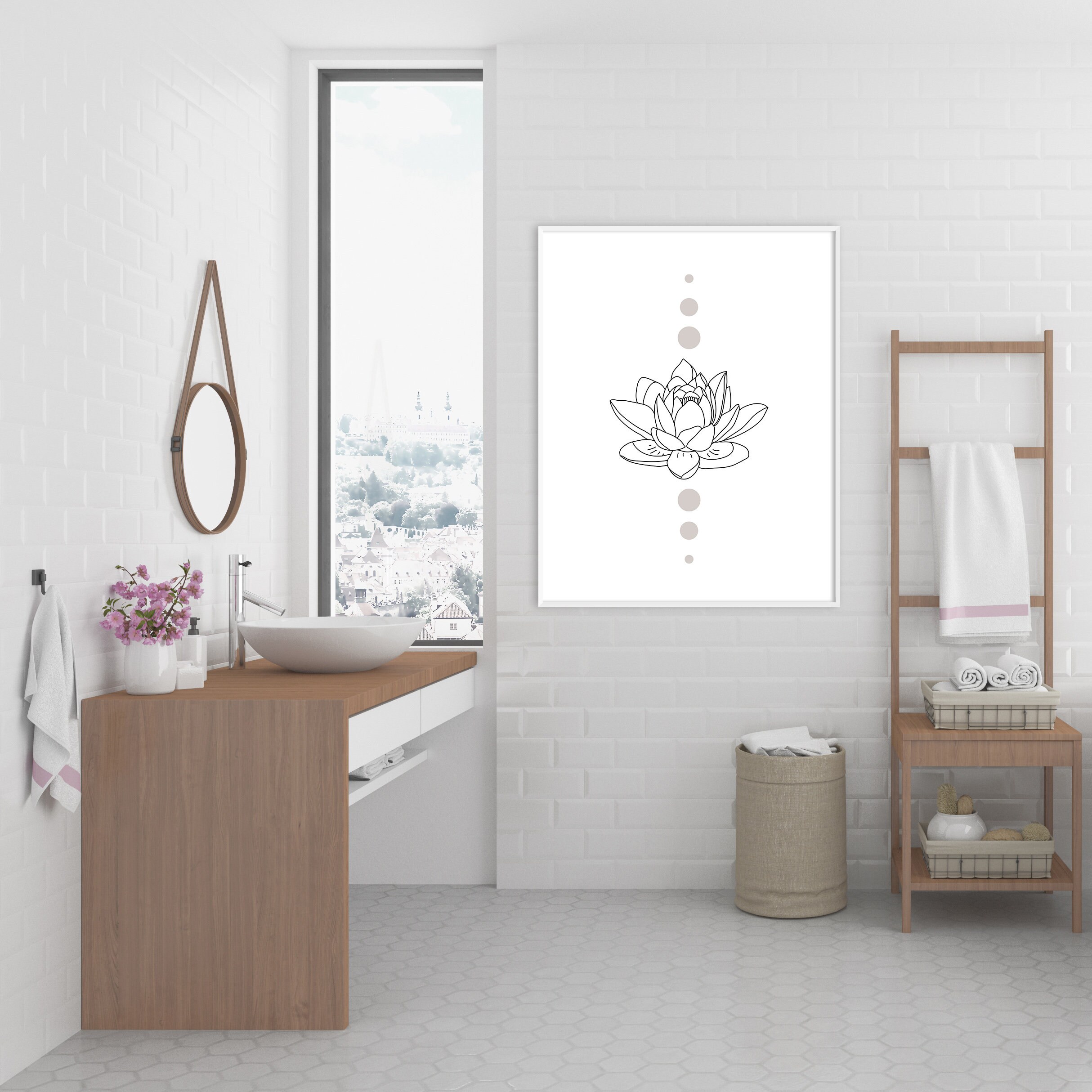 Lotus flower sacred geometry / bathroom wall art / chakra wall Etsy