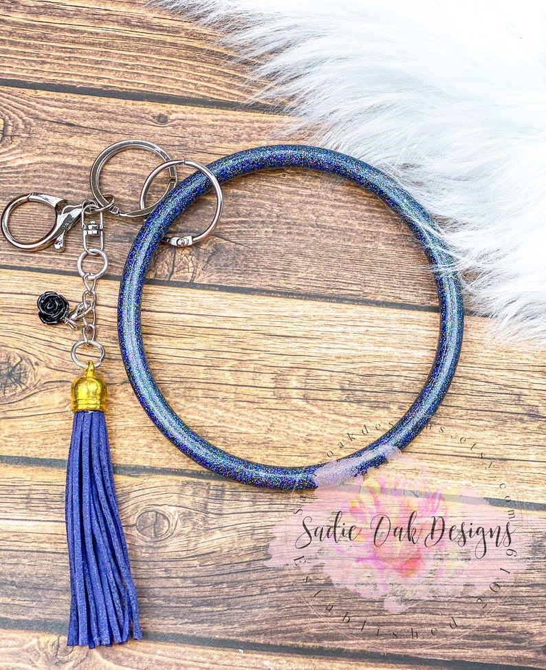 Glitter wristlet keychain custom bangle keyring key finder Etsy