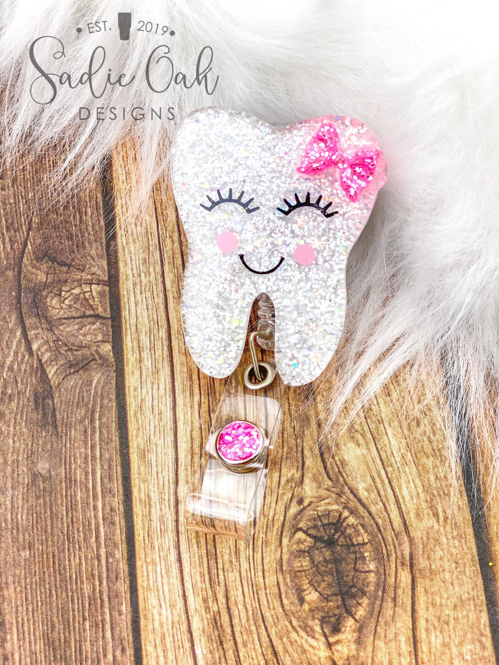 Dental assistant badge reel glitter tooth badge holder best Etsy