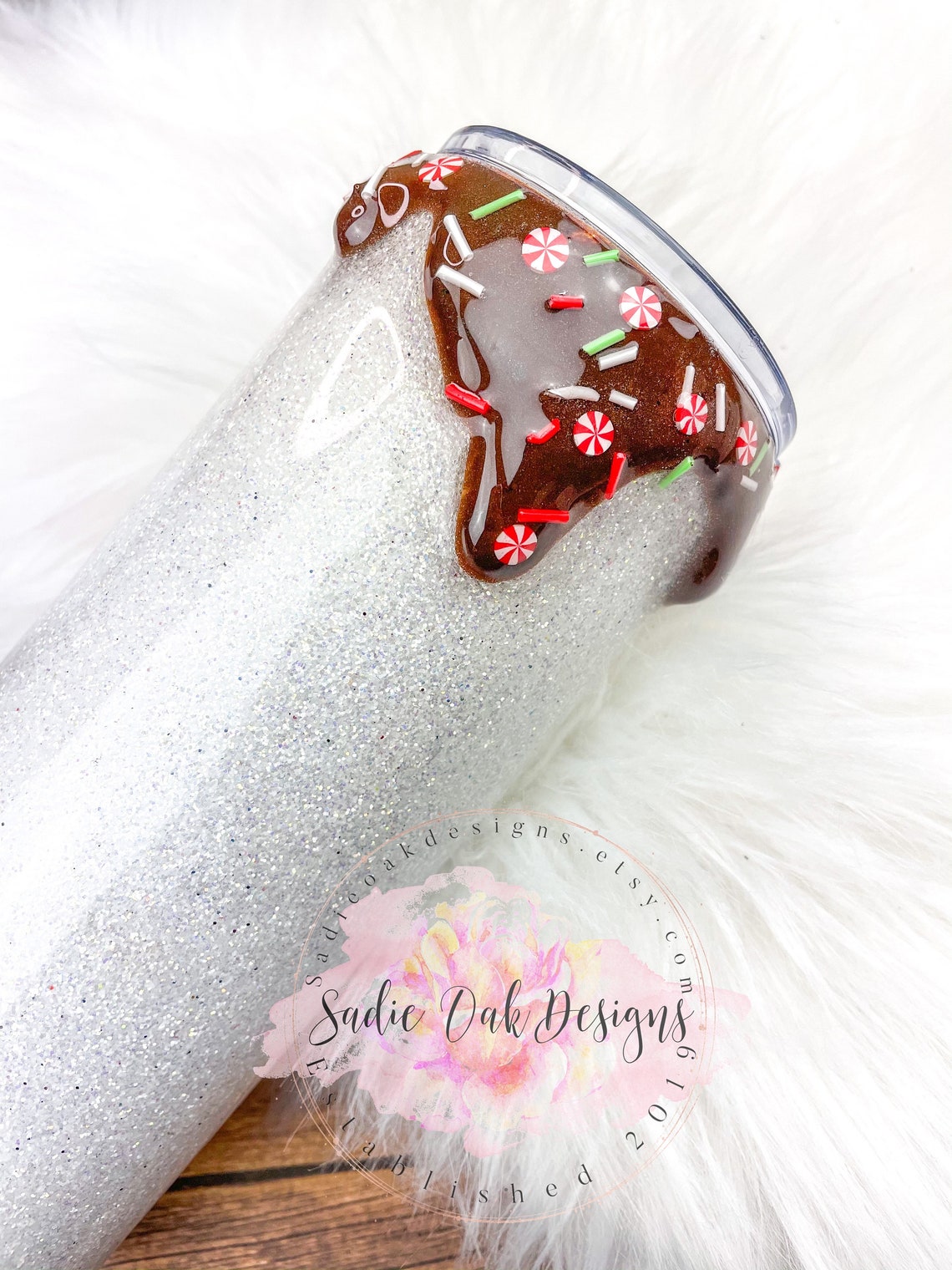 Christmas Hot Chocolate Candy Cane Glitter Tumbler Hot Etsy