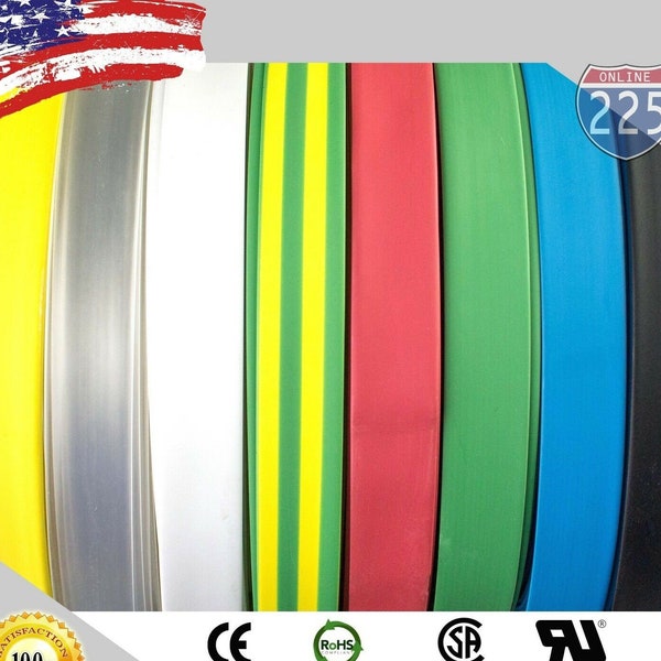 50 FT. ALL Sizes & Colors Polyolefin 2:1 Heat Shrink Tubing Sleeving LOT