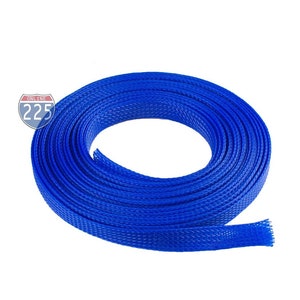 20 FT 3/4 Blue Expandable Wire Cable Sleeving Sheathing Braided Loom Tubing image 2
