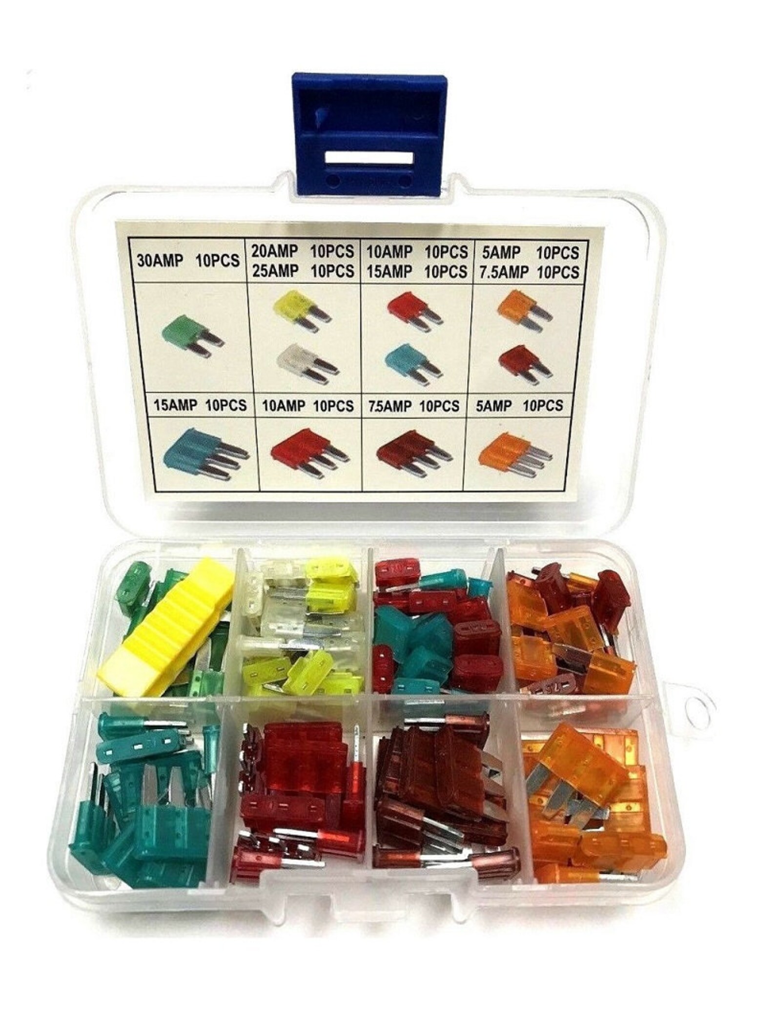 110 Pc MICRO2 & MICRO3 Auto Marine Fuse Assortment, Fuse Puller and