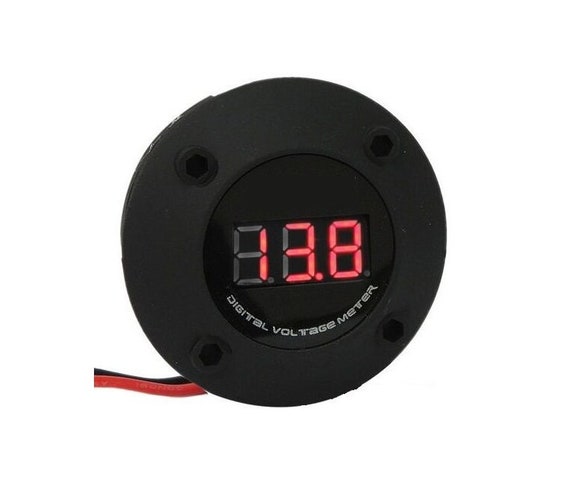 Voltmetro digitale rotondo nero a 3 cifre LED rosso 12V Car Marine