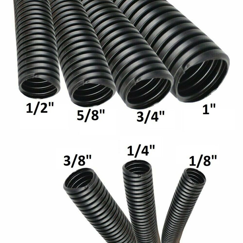 Split Wire Loom ALL SIZES 5 Ft 100 Ft Conduit Polyethylene Tubing Black