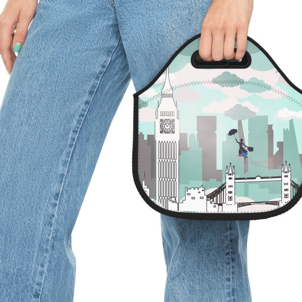 Neoprene Lunch Bag, lunch bag, lunch box, lunchbox, mary poppins, disney, london