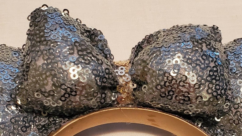 Silver sequin minnie ears mickey ears disney ears headband