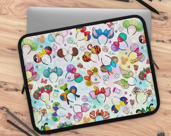 Funda para portátil con orejas de Minnie, funda para portátil, funda para portátil, funda para computadora, funda para portátil con orejas de Mickey, funda acolchada para portátil, funda con cremallera