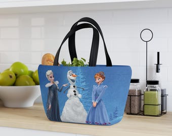 Bolsa para el almuerzo de Frozen: Elsa, Anna y Olaf, bolsa para el almuerzo inspirada en Disney, bolsa para el almuerzo reutilizable, bolsa para el almuerzo ecológica, bolsa para el almuerzo personalizada, productos de Frozen