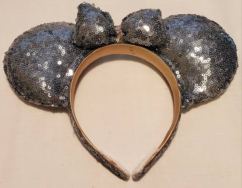Silver sequin minnie ears mickey ears disney ears headband