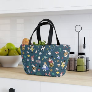Disney inspired Alice in Wonderland lunch tote, lunch bag, lunch box, snack bag, park bag