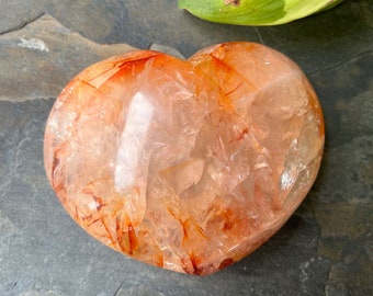 Large Hematoid Quartz Heart- Fire Quartz- Harmony and vitality