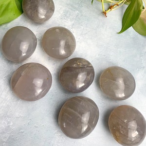 Large Blue Rose Quartz Palm Stone- Compassion, Love, Empathy
